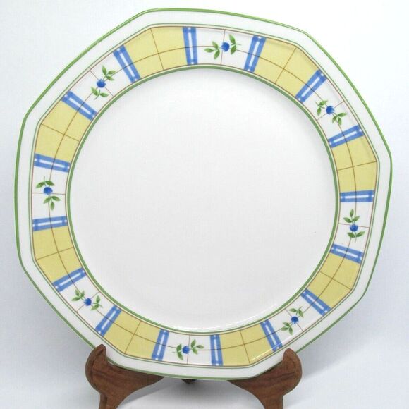 Studio Nova Gingham Blue 12" Round Chop Plate Platter - Picture 1 of 10